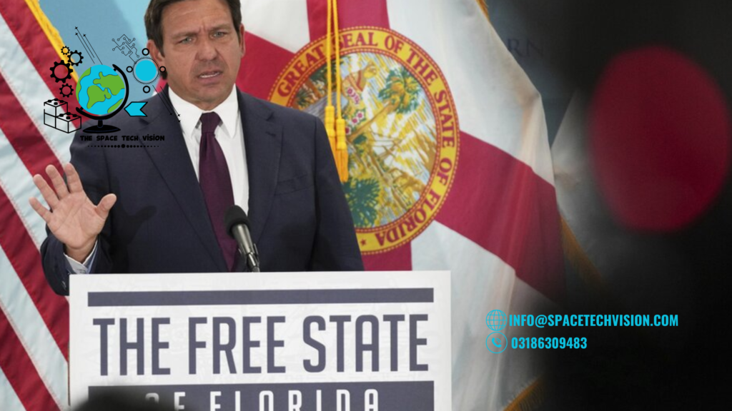 Governor Ron DeSantis at a press conference announcing Florida's fluoride ban.